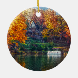 Ornamento De Cerâmica Casa no lago