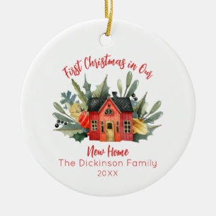Ornamento De Cerâmica Casa Nova de Natal Bonita