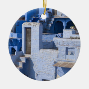Ornamento De Cerâmica Casa tradicional pintada de azul, Jodphur