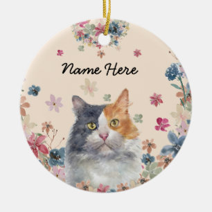 Ornamento De Cerâmica Casaco tricolor de gato doméstico Calico