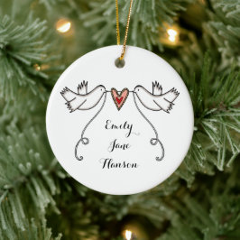 Ornamento De Cerâmica Casado de Proposta Personalizada de Casamento Gift