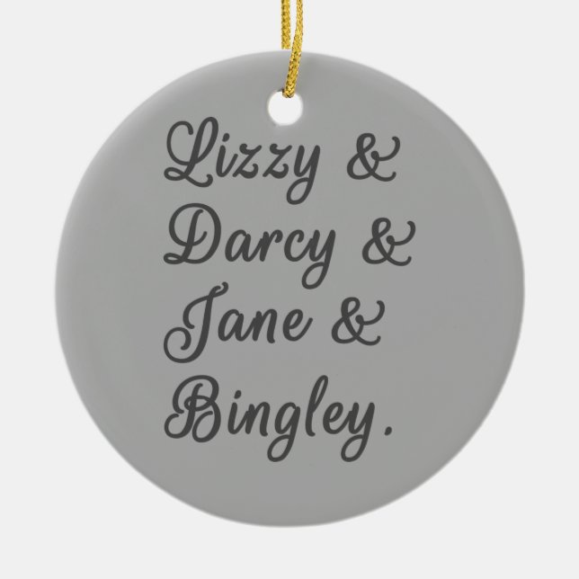 Ornamento De Cerâmica Casais de Orgulho e Preconceito I (Frente)