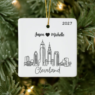 Ornamento De Cerâmica Casais Personalizados de Cleveland Ohio 