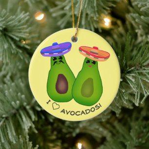 Ornamento De Cerâmica Casal Avocado w Sombreros