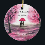Ornamento De Cerâmica Casal de amor de casamento rústico árvore de flore<br><div class="desc">Arte de casal de amor de casamento rústico árvore de flores de cerejeira. Aniversário de casamento, convites de casamento, Dia dos Namorados. Casal romântico, noiva e noivo, primeiro encontro, primeiro amor. Árvore de flores de cerejeira rosa. Decoração de casa. Decoração chic feminina. Personalize com seus nomes e data. Você pode...</div>