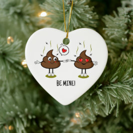Ornamento De Cerâmica Casal de Amor Emoji de Poop Personalizado