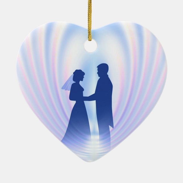 Ornamento De Cerâmica Casal de casamento (Verso)