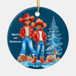 Ornamento De Cerâmica Casal de Natal de Garra Negra