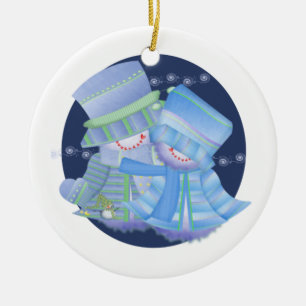 Ornamento De Cerâmica Casal de neve