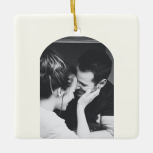 Ornamento De Cerâmica Casal de Noiva Foto Elegante Moderno Minimalista