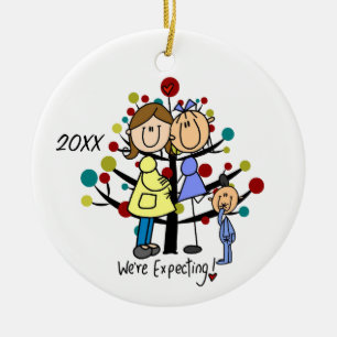Ornamento De Cerâmica Casal Expectativo Personalizado Dois Mães Toddler