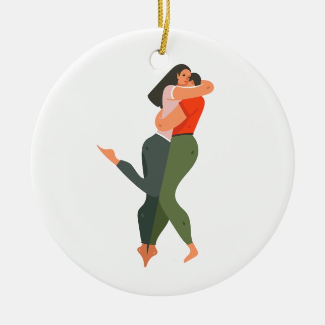 Ornamento De Cerâmica Casal Jovem Apaixonado (Frente)