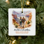 Ornamento De Cerâmica Casal no Grand Canyon Arizona Watercolor Viagem<br><div class="desc">Casal na Arizona Grand Canyon | Ornamento cerâmico por Viagem de Aquarelas. Personalize com seu próprio texto. Este é mais um Design original de 100% de Hamster. #TravelSouvenirCerâmicaOrnaments,  #HandmadeCerâmicaTravelKeepsakes,  #DestinationThemedCerâmicaOrnaments,  #CerâmicaOrnamentsForTravelLovers,  #UniqueTravelGiftOrnaments,  #CustomTravelCeramics,  #TravelInspirouCerâmicaDecorations,  #WorldTravelCerâmica Coletivos,  #CerâmicaOrnamentsForTravelers,  #PersonalisedTravelCerâmicaOrnaments</div>