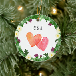 Ornamento De Cerâmica Casal Primeiro Natal Juntos - Novo Presente