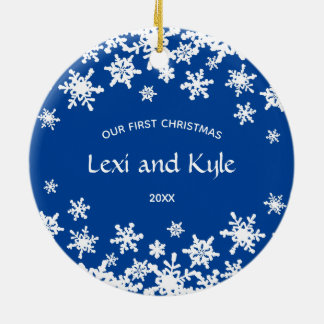 Ornamento De Cerâmica Casal Primeiro Natal Snowflake Ornament Cerâmico