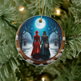Ornamento De Cerâmica Casal Steampunk Natal