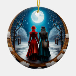 Ornamento De Cerâmica Casal Steampunk Natal