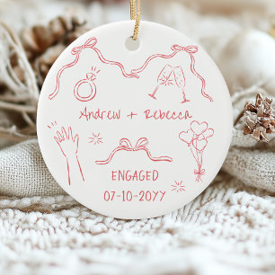 Ornamento De Cerâmica Casal Whimsical engajado manivela de rabisco puxad