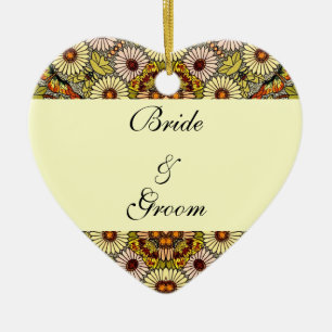 Ornamento De Cerâmica Casamento Antigo, Flores de Jardim Borboletas Flor