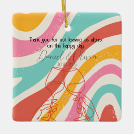 Ornamento De Cerâmica Casamento Colorido Minimalista