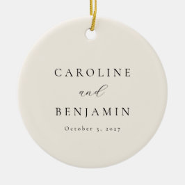 Ornamento De Cerâmica Casamento de Caligrafia de Ivory Minimalista Elega