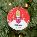 Ornamento De Cerâmica Casamento de Coral e Loura-de-Bridesmaid<br><div class="desc">Coral e Pink Wedding Gown Bridesmaid Cerâmica Ornament com sua foto no verso. Escolha Cor de Fundo. Substitua a Cor de Fundo por qualquer cor clicando em personalizar e, em seguida, editando ou personalizando ou algo assim. (O Zazzle acusa a etiqueta de vez em quando) Use a última ferramenta no...</div>