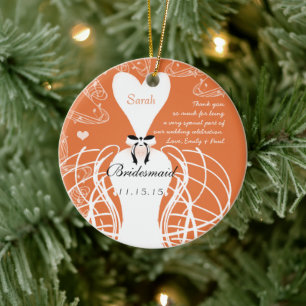 Ornamento De Cerâmica Casamento de Coral Wedding Gown Bridesmaid Natal
