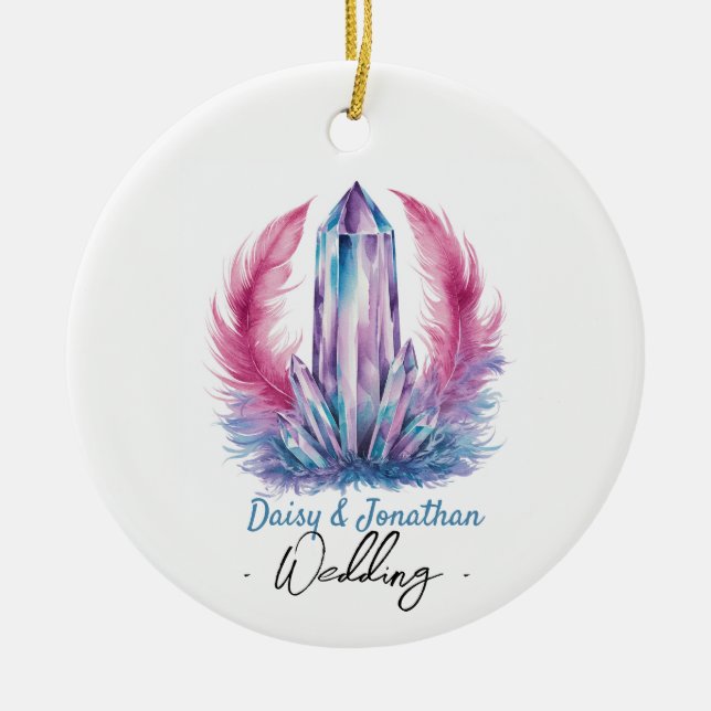 Ornamento De Cerâmica casamento de gemstone Crystal (Frente)