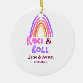 Ornamento De Cerâmica Casamento de rock & roll adicionar nome do casal a