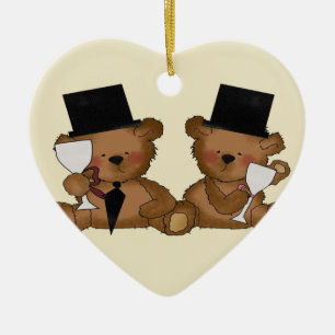 Ornamento De Cerâmica Casamento de Teddy Bear Grooms