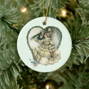 Ornamento De Cerâmica Casamento do Natal do Victorian do vintage