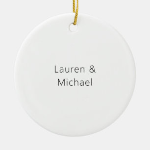 Ornamento De Cerâmica Casamento Elegante Mínimo Branco Preto Preto