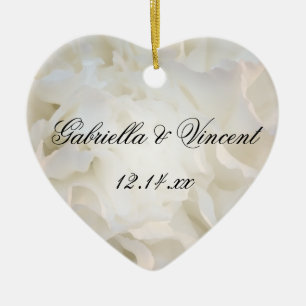 Ornamento De Cerâmica Casamento Floral do Cravo Branco