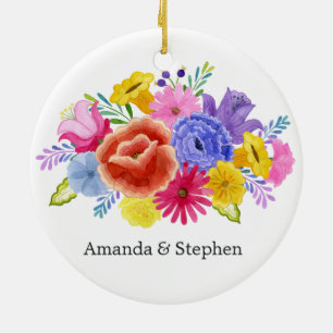 Ornamento De Cerâmica Casamento Floral Fiesta Mexicana