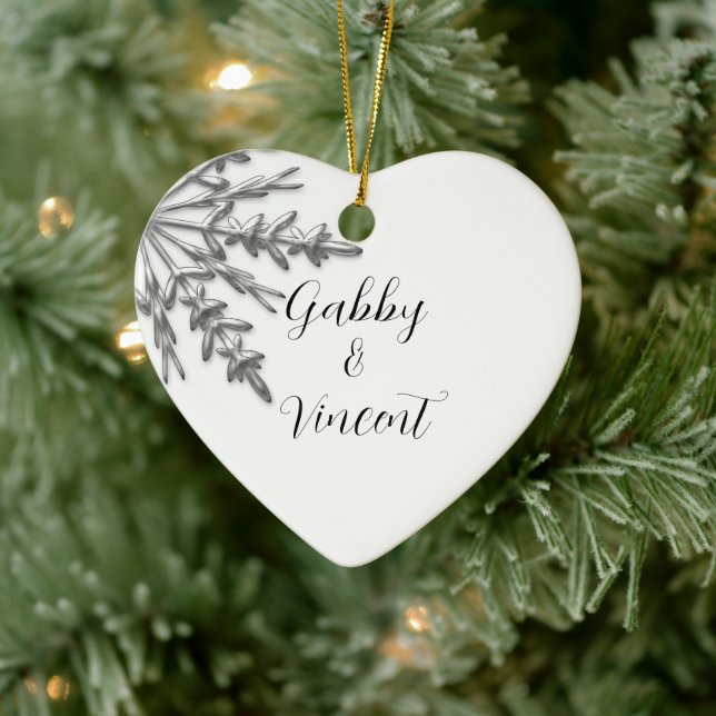 Ornamento De Cerâmica Casamento no inverno do Floco de Neve de Tons Prat (Árvore)