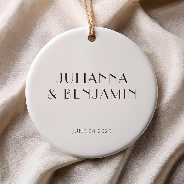 Ornamento De Cerâmica Casamento Personalizado Simples E Simples Da Vinta (Criador carregado)