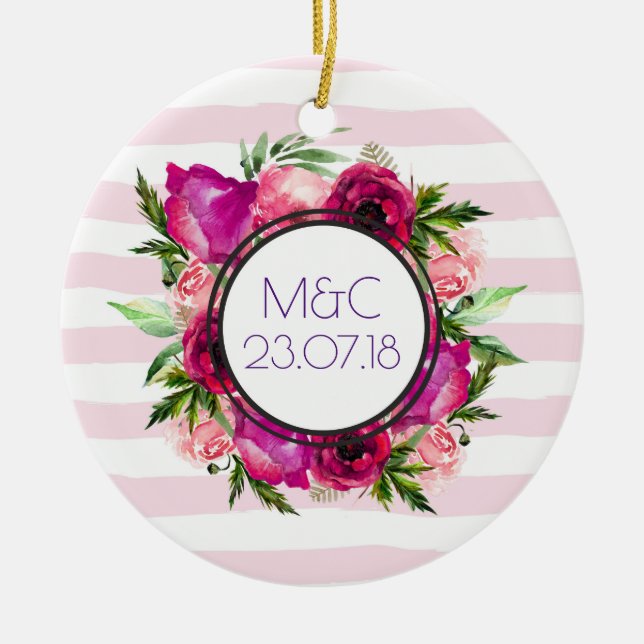 Ornamento De Cerâmica Casamento Rosa Rosa Rosa Rosa Rosa Rosa Rosa Rosa  (Frente)