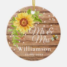 Ornamento De Cerâmica Casamento Rustic Yellow Sunflower