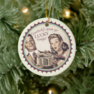 Ornamento De Cerâmica Casamento sortudo cozinhar de pressão  Natal