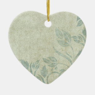 Ornamento De Cerâmica Casamento Vintage Floral Vine Azul