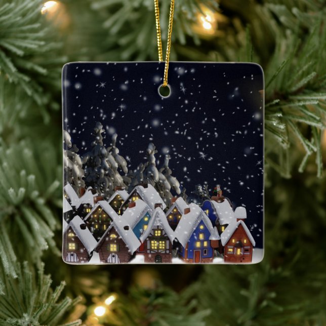 Ornamento De Cerâmica Casas da Vila de Natal (Árvore)