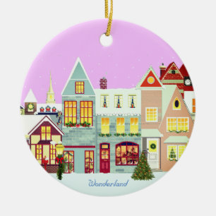 Ornamento De Cerâmica Casas de Natal no centro da cidade