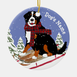 Ornamento De Cerâmica Casas de Natal Personalizadas Bernese Mt Dog