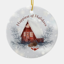 Ornamento De Cerâmica Casinha de inverno encantadora personalizada Natal