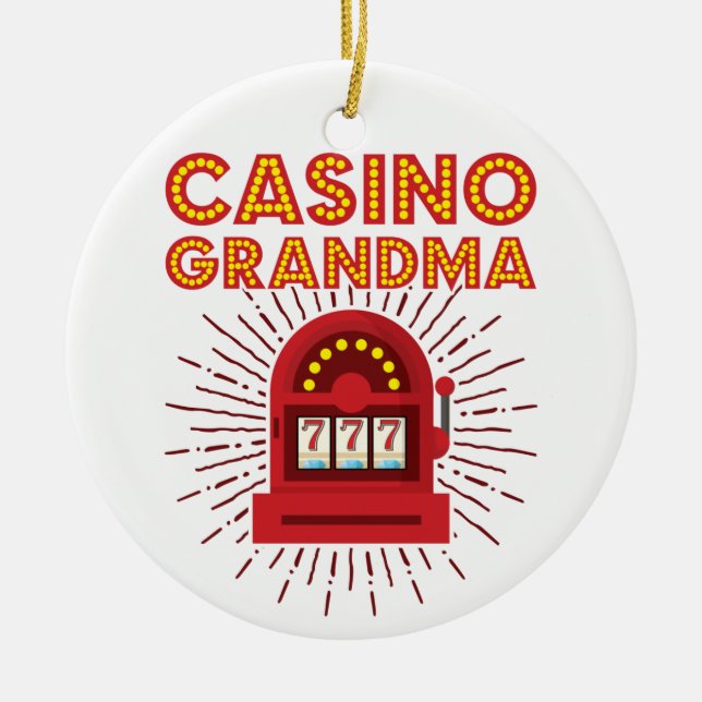 Ornamento De Cerâmica Casino Vovó Slot Machine Jogo Vovó (Frente)