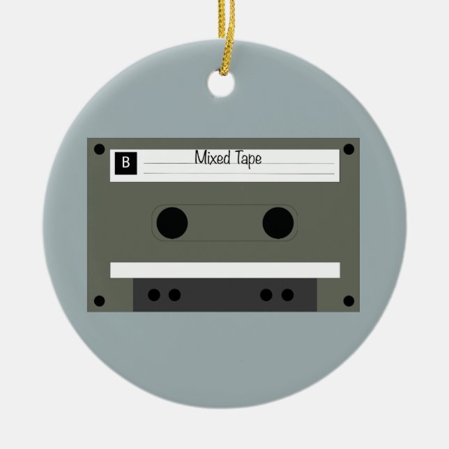 Ornamento De Cerâmica Cassette, Mixed Tape (Frente)
