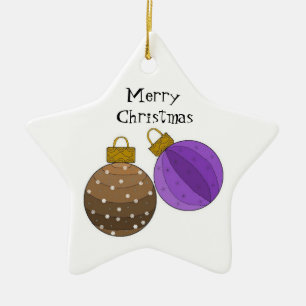 Ornamento De Cerâmica Castanho de Chocolate e Decorações de Natal Roxo