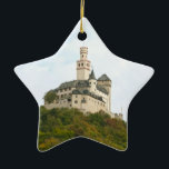 Ornamento De Cerâmica Castelo<br><div class="desc">Marksburg,  fortaleza acima da cidade de Braubach,  na Renânia-Palatinado,  Alemanha,  o único castelo medieval do Reno Médio que nunca foi destruído.</div>