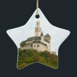 Ornamento De Cerâmica Castelo<br><div class="desc">Marksburg,  fortaleza acima da cidade de Braubach,  na Renânia-Palatinado,  Alemanha,  o único castelo medieval do Reno Médio que nunca foi destruído.</div>