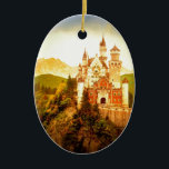Ornamento De Cerâmica Castelo Neuschwanstein<br><div class="desc">Imagem digital estilizada tirada da imagem antiga do Castelo de Neuschwantstein na Baviera (Alemanha)</div>